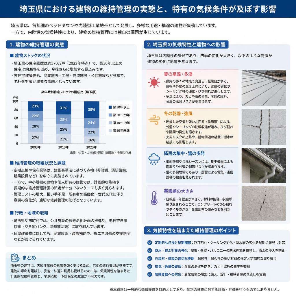 埼玉県の特性とマンションの維持管理