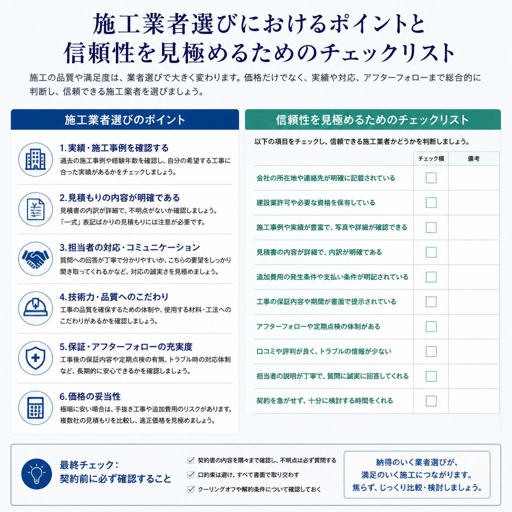 信頼できる工事業者の選び方